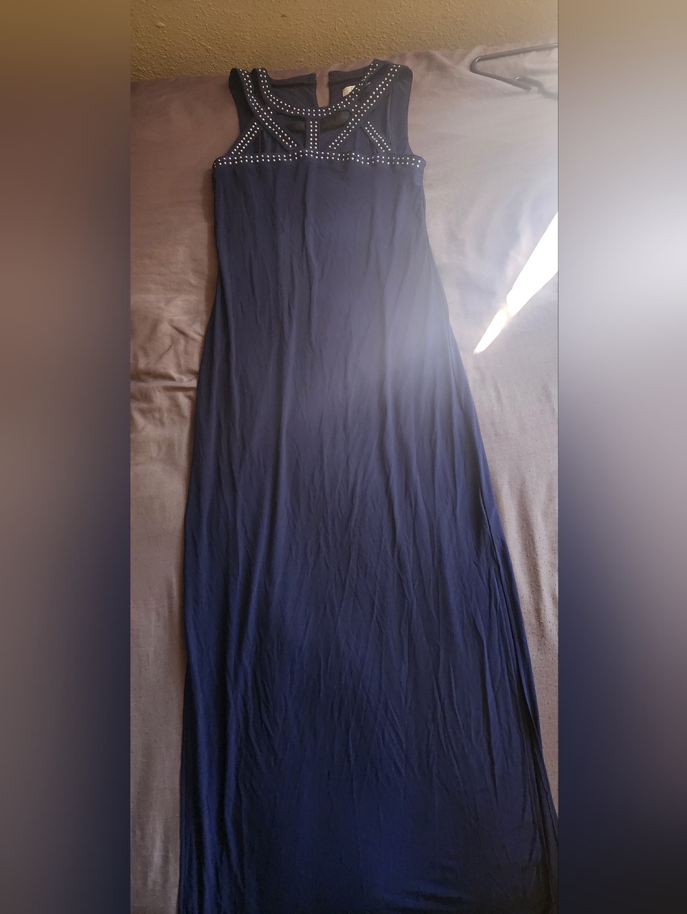 Spense Navy Blue Studded Maxi Dress
